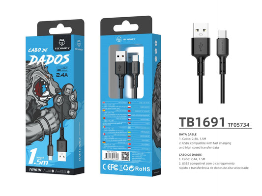 PAVAREAL Cable USB a Tipo C 5A PA-DC99C 1 m. negro 