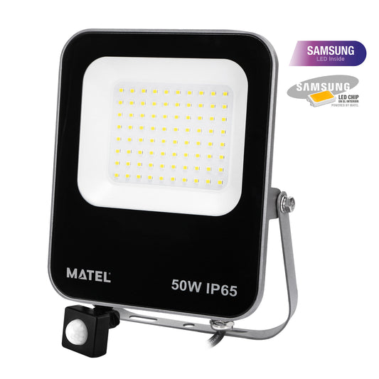 Matel Proyector LED SAMSUNG con Sensor de Movimiento IP65 50W Luz Blanca Fría