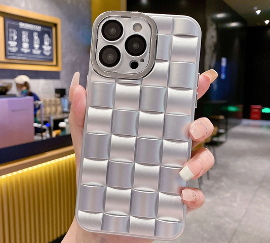 Funda de SILICONA Cuadrada Metálica Rejilla para IPHONE 14 PRO 