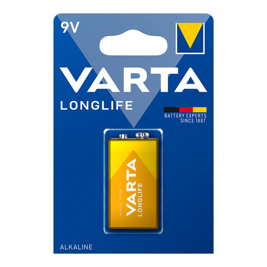 Pila Alcalina Varta 9V - 6LR61 LongLife (Blister 1 unidad) 26,5x17,5x48,5mm