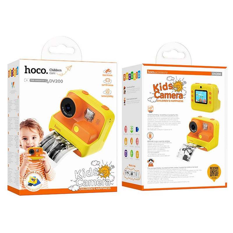 Câmera digital infantil HOCO com impressora DV200 Amarela