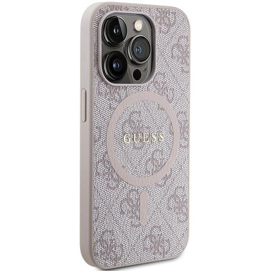 Capa Original GUESS para iPhone 15 Pro Max (Compativél com Magsafe / 4G Ring classic logo / Rosa)