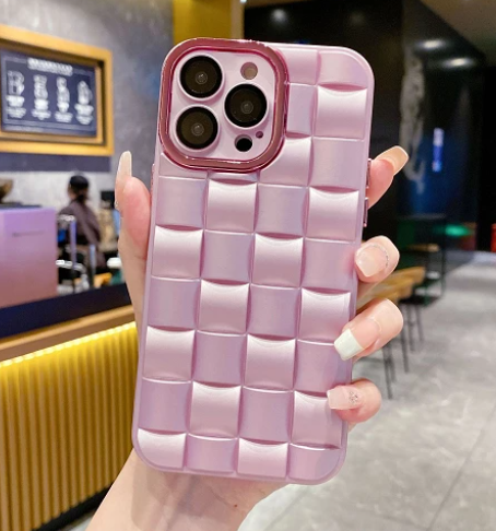 Funda de SILICONA Cuadrada Metálica Rejilla para IPHONE 12 PRO 