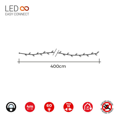 Guirnalda Easy Conect Blanco Frío 60 LEDS IP44 30V TOTAL 1,08W 4m