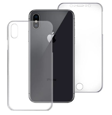 Funda de silicona transparente con doble parte delantera y trasera para iPhone X/XS