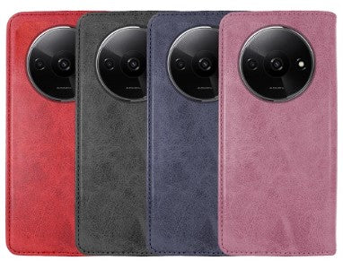 Capa flip em couro sintético para Xiaomi Redmi A3 com suporte para cartão