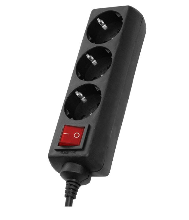 Extensión Triple con Interruptor (1,5 mts) - Negro