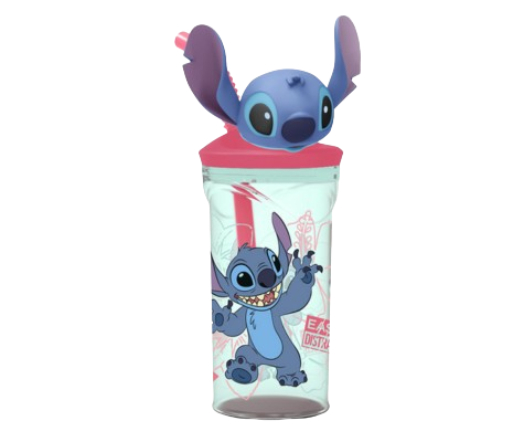 Copo C/Palhinha e Tampa 3D 360ML – Stitch Disney