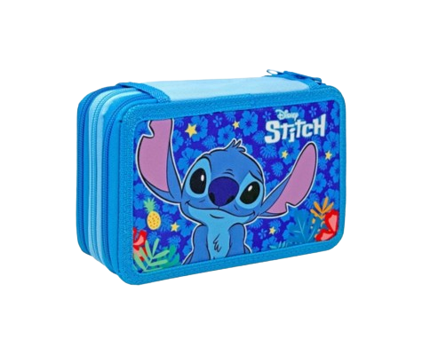 Estojo Triplo Completo Stitch Disney – 44 peças incluídas