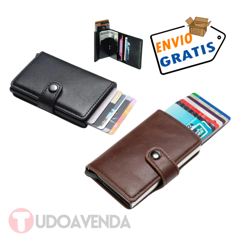 Carteira Porta Cartões Couro Slim Antifurto Rfid Automática (ENVIO GRATIS)