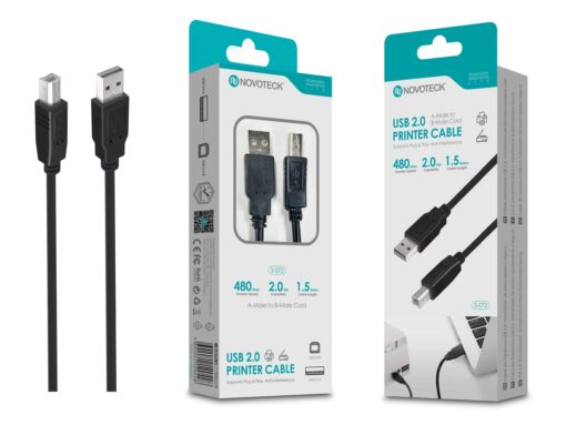 Cabo de Impressora USB 2.0 Alta Velocidade, Plug & Play, 1.5m Novoteck S-072