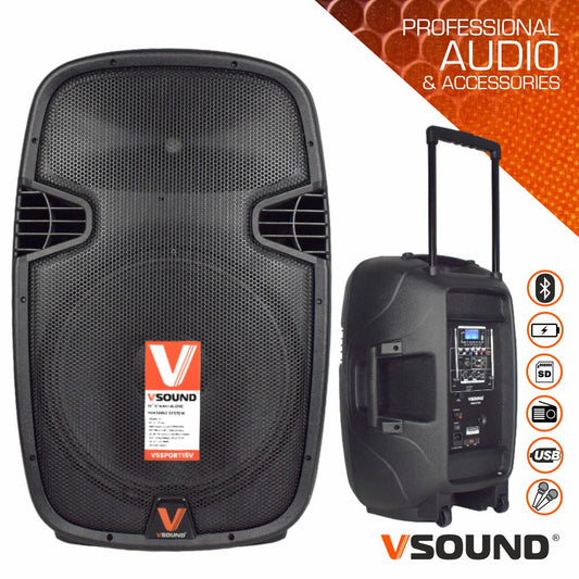 Altavoces activos+pasivos 15" 2x500W USB/BT/SD micro vsound