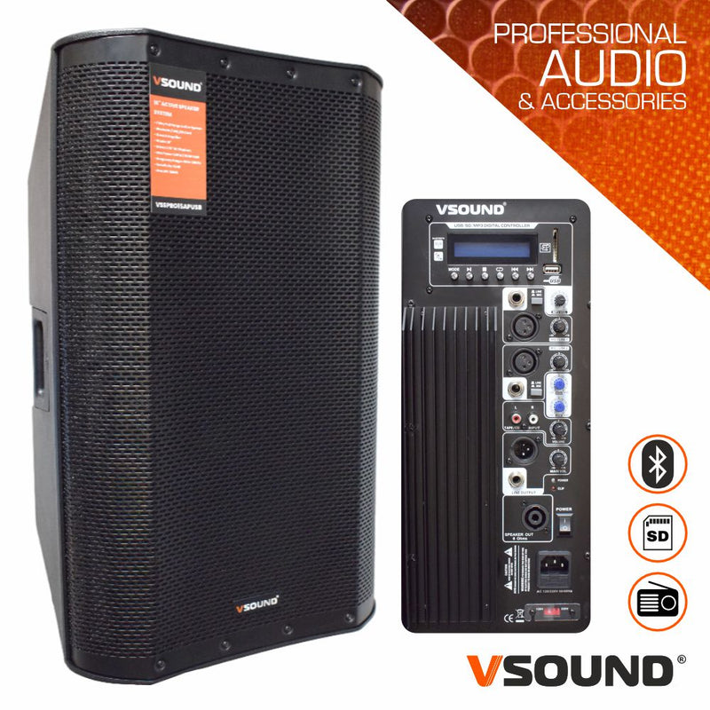 Coluna Bi-Amplificada PRO 12" USB/SD/FM/BT 500W VSOUND