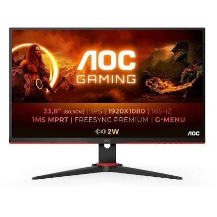 Monitor de jogos AOC 24G2SPAE/BK 23,8"/ Full HD/ 1ms/ 165Hz/ IPS/ Multimídia/ Preto