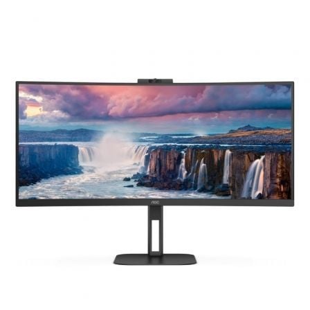 Monitor profissional ultrapanorâmico curvo AOC CU34V5CW/BK 34"/ UWQHD/ Multimídia/ Altura ajustável/ Preto