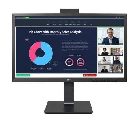 Monitor Profissional LG 24BP75CP-B 23,8"/ Full HD/ Webcam/ Multimídia/ Altura Ajustável/ Preto