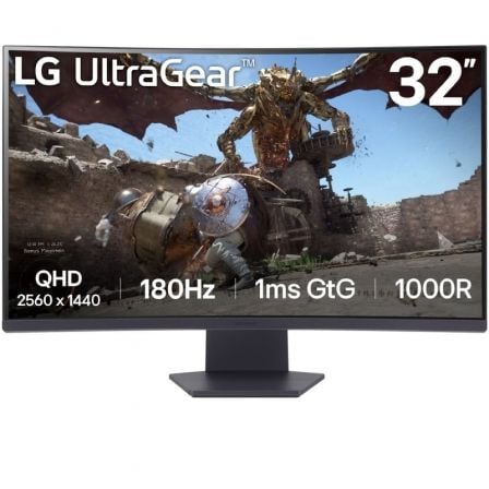 Monitor Gaming Curvo LG UltraGear 32GS60QC-B 31,5"/ QHD/ 1ms/ 180Hz/ VA/ Preto