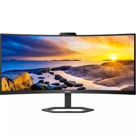 Philips 34E1C5600HE Monitor profissional ultrapanorâmico curvo de 34"/ WQHD/ Webcam/ Multimídia/ Altura ajustável/ Preto