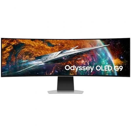 Monitor de jogos ultra-amplo curvado inteligente Samsung Odyssey OLEDG9 S49CG954SU 49"/ Dual QHD/ 0,03 ms/ 240 Hz/ OLED/ Altura ajustável/ Multimídia/Prata