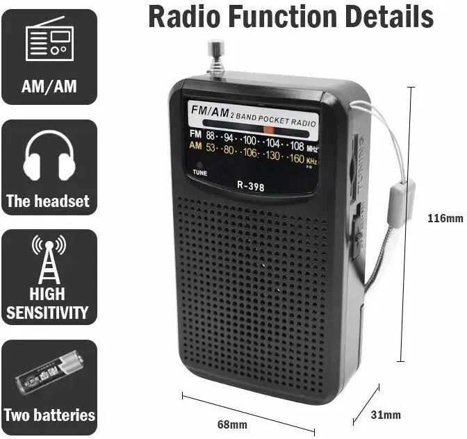 Radio Raiseng Fm Super Pocket - Negro