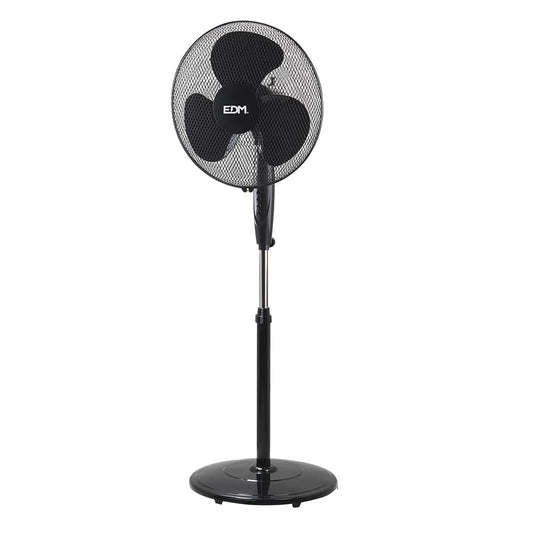 Ventilador de pie con base circular negra potencia: 45w aspas: Ø40cm regulables en altura 110-130cm EDM