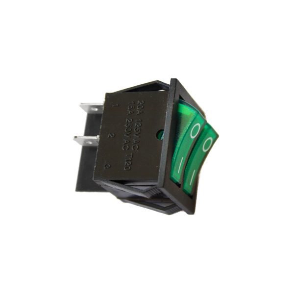 Interruptor duplo de Encastre 15A 250V verde.