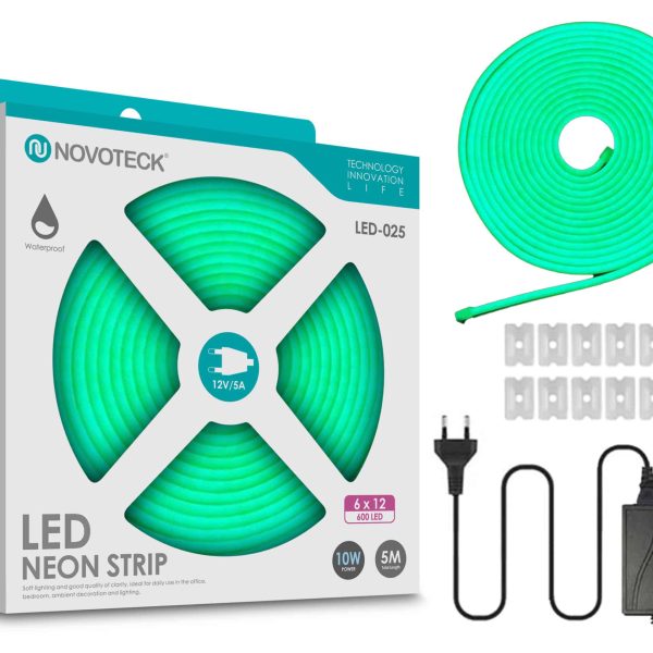 Fita Neon Led Verde 5M 10W 12V 600Led Ip65