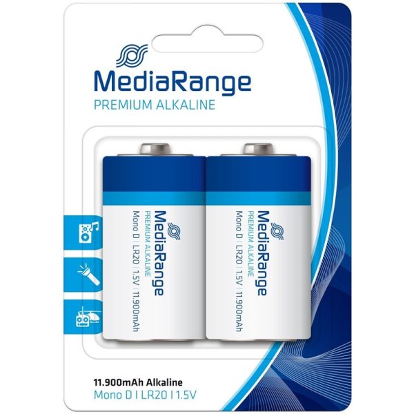 Pilhas LR20 MediaRange Premium Alkaline Mono D| 1.5V - Pack 2