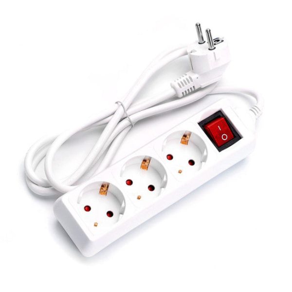 Extensão 1.5M - 3 tomadas com Interruptor - Branco