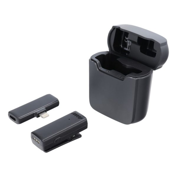 Microfone de Lapela s/fio Lightning c/estojo de carregamento S11 Preto