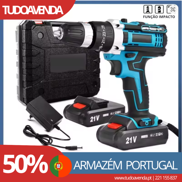 Berbequim Aparafusador 2 Baterias Carregador Mala 28 Acessórios | Ferramenta para DIY e Profissionais