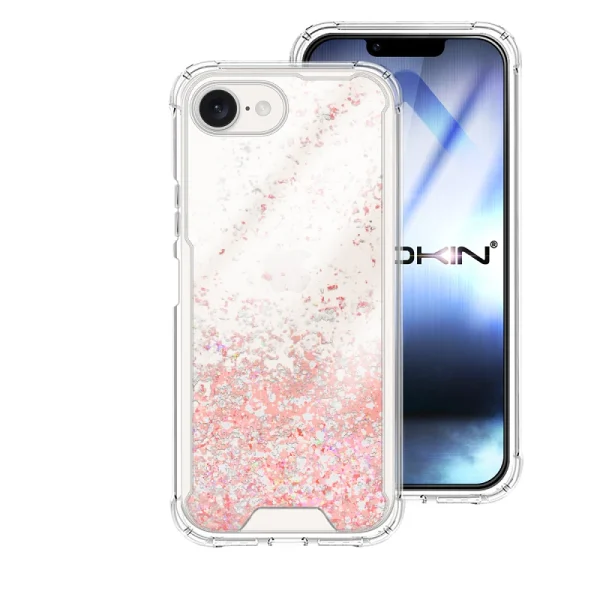 Capa de Gel Transparente c/Purpurina Rosa iPhone 16e