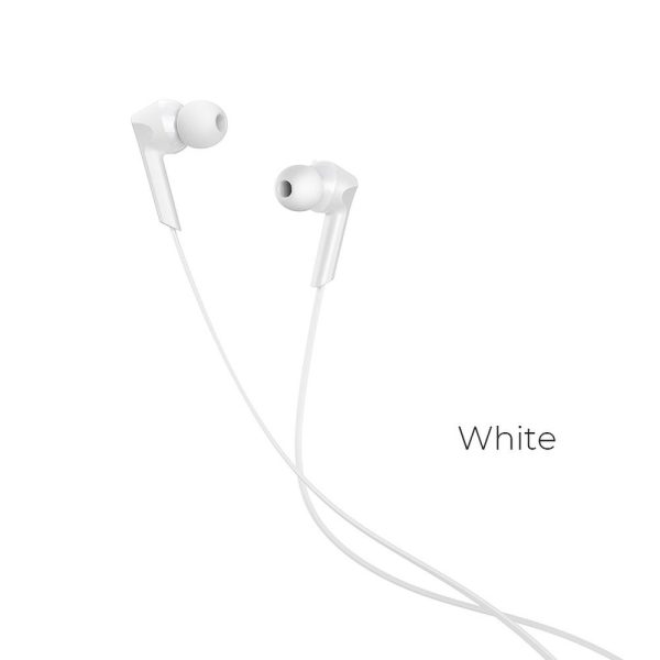 Fones de ouvido intra-auriculares com fio Hoco M72 brancos com entrada de 3,5 mm