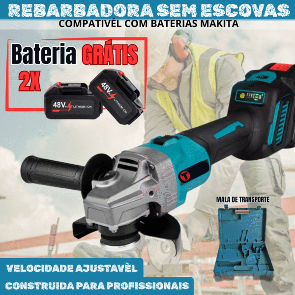 Rebarbadora Profissional 9000RPM 2 Baterias + Mala de Transporte