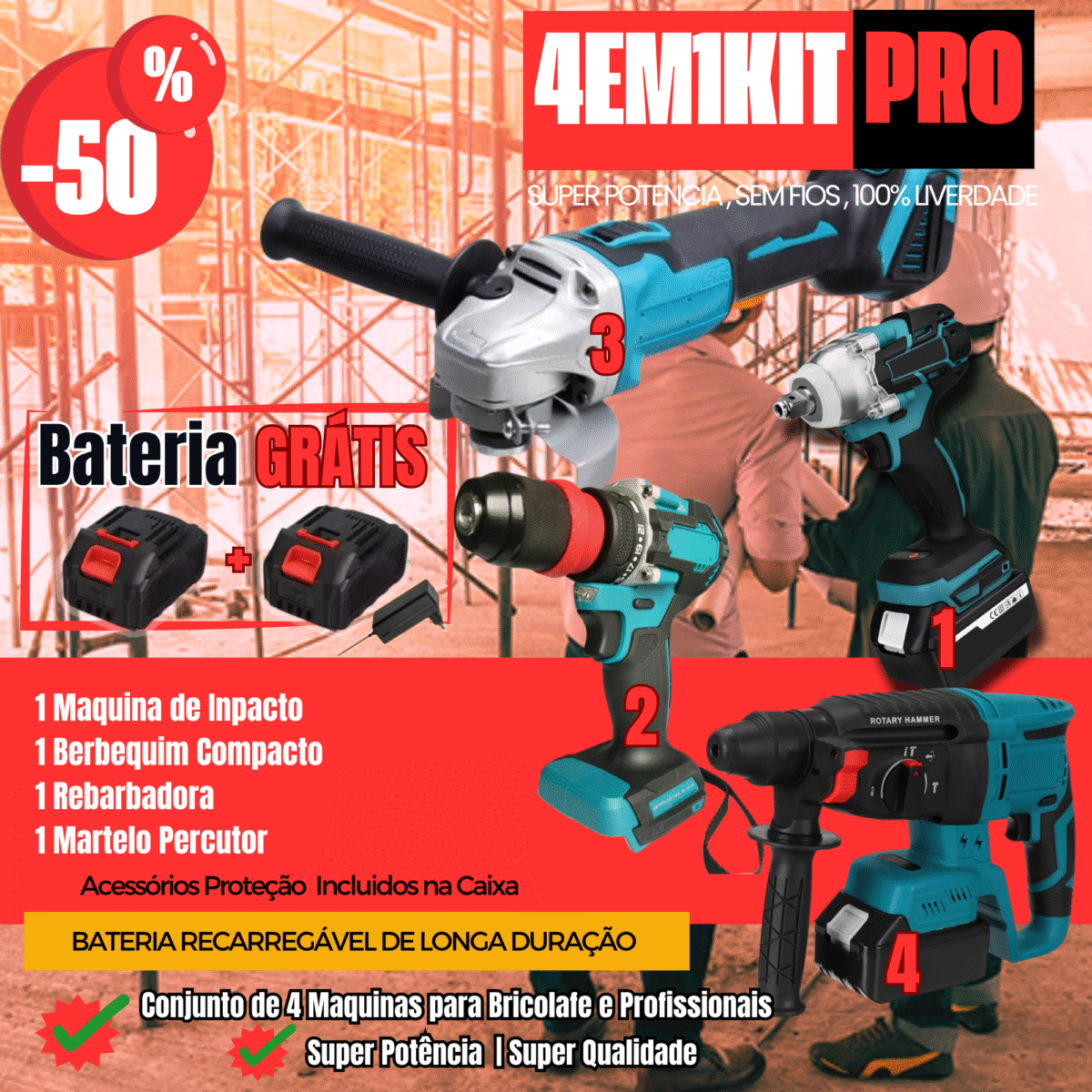 Conjunto Profissional com 4 Máquinas + Acessórios ( ENVIO GRÁTIS) - Image 1