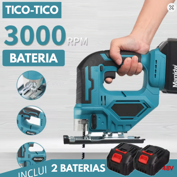 Serra Tico-Tico Elétrica a Bateria (Lithium Electric Curve Saw) – Kit Completo