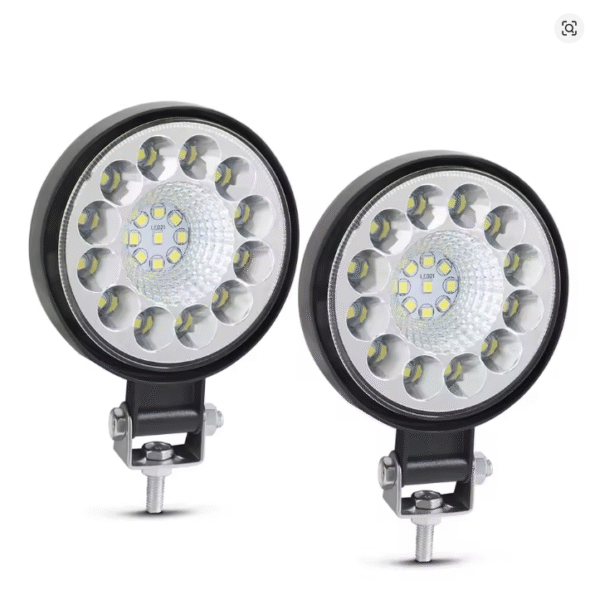 Luz de Trabalho LED 63W 9/6 LEDs – 12V/24V Redonda para Carro, Caminhão, 4x4, Trator, SUV e ATV - 1 Unidade