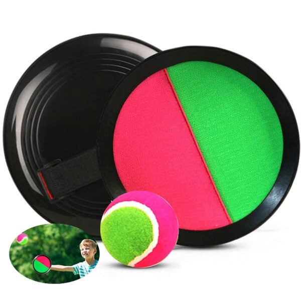 Jogo de Lançar e Agarrar Bola Velcro – 2 Discos 15cm + 1 Bola