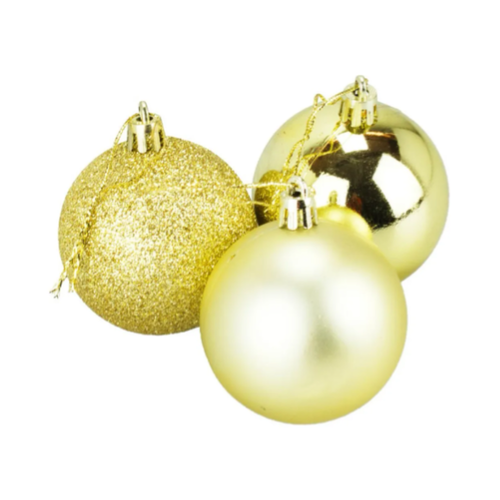 Design sem nome (17) Conjunto de 24 Bolas de Natal Douradas – 6 cm - Image 1