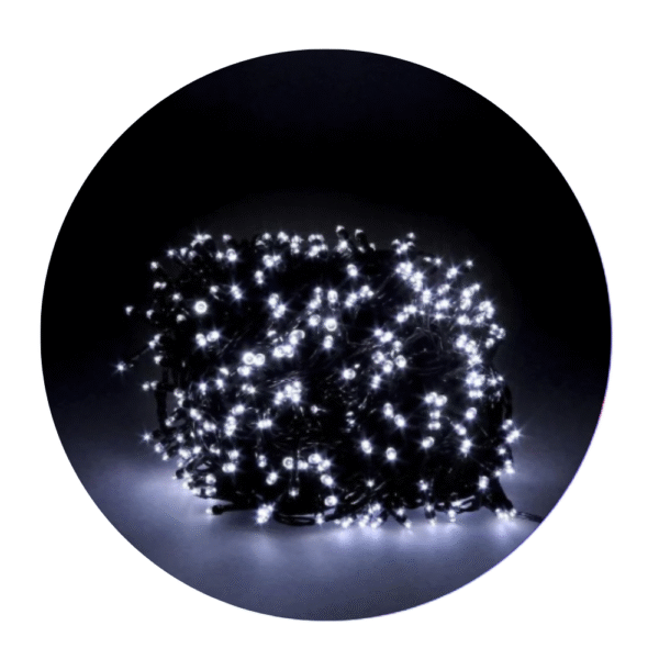 Luzes de Natal Brancas – Fio Escuro – 100 LEDs (9 m + 1,5 m de cabo) – Interior