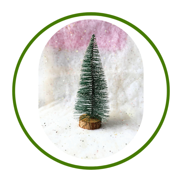 Árvore Decorativa de Natal em Miniatura – Base de Madeira