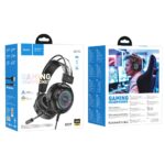 Fones de ouvido para jogos com fio USB A + Jack 3,5 mm Hoco 2 m W110 preto - Image 6