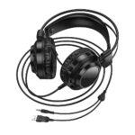 Fones de ouvido para jogos com fio USB A + Jack 3,5 mm Hoco 2 m W110 preto - Image 3