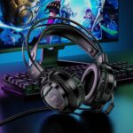 Fones de ouvido para jogos com fio USB A + Jack 3,5 mm Hoco 2 m W110 preto - Image 5