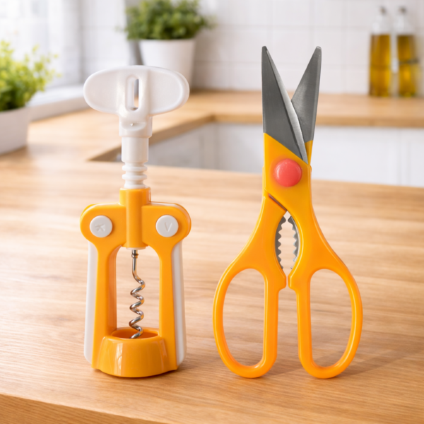 Kit Saca-Rolhas + Tesoura de Cozinha