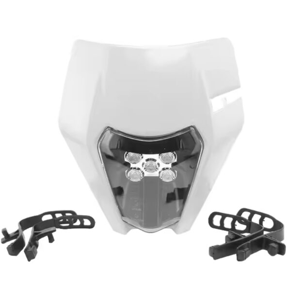 Máscara de Farol com Luz LED — KTM EXC, SX, XC 125–450 - Branco