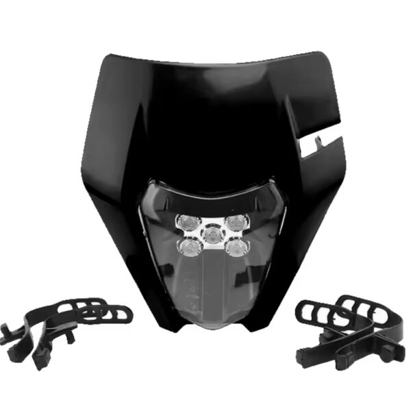 Máscara de Farol com Luz LED — KTM EXC, SX, XC 125–450 - Preto