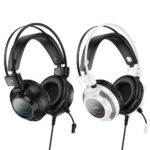 Fones de ouvido para jogos com fio USB A + Jack 3,5 mm Hoco 2 m W110 branco - Image 3