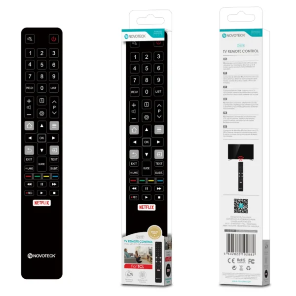 Controle Remoto Inteligente Novoteck D-019 com Botão Netflix – Compatibilidade Otimizada para TCL e outras Smart TVs