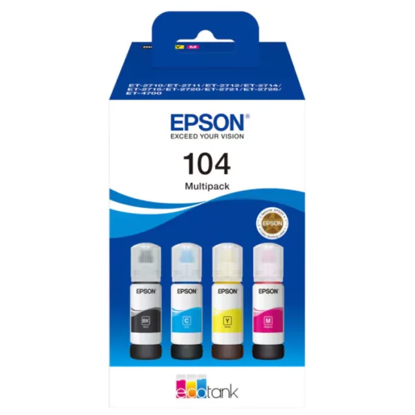 Recarga Tinta Multipack 104 Originais Epson 4 Cores (C13T00P640)